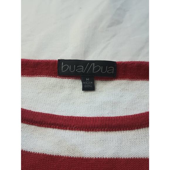 Bua//Bua Red White Stripped Dog Print Sweater Women Size Medium Sweet Animal - Picture 3 of 5